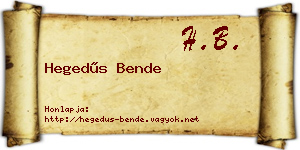 Hegedűs Bende névjegykártya